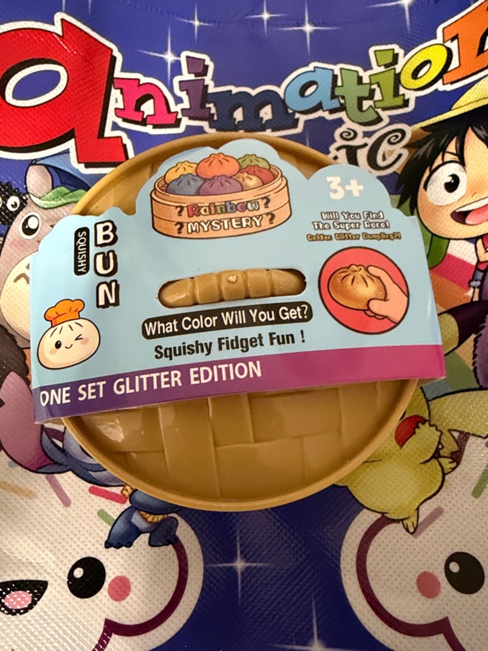 NWT unsealed Glitter Edition Squishy Bun Kid Toy - Red